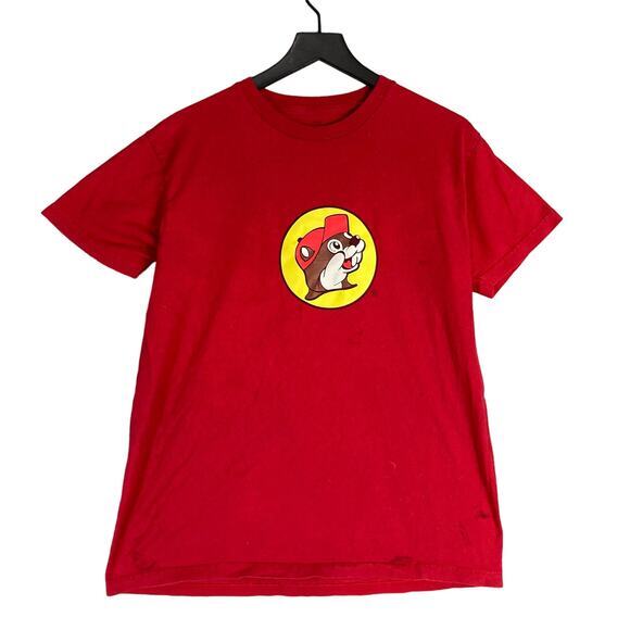 Buc-ee's Unisex Red T-Shirt L Short Sleeve Graphic Beaver‎ Logo - Picture 1 of 9
